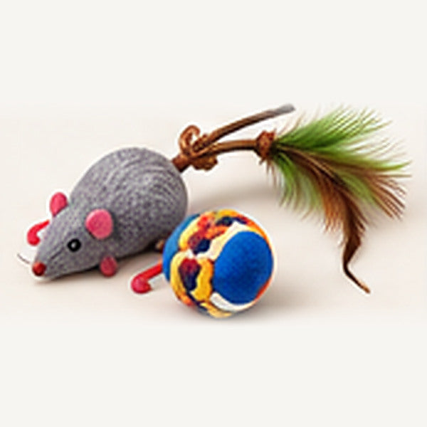 Juguetes para gatos con plumas, ratones y pelotas