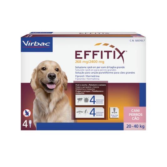 Effitix 4 Pipetas para cães 20-40 Kg