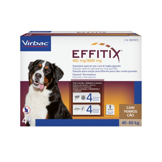 Effitix 4 Pipetas para cães 40-60 Kg