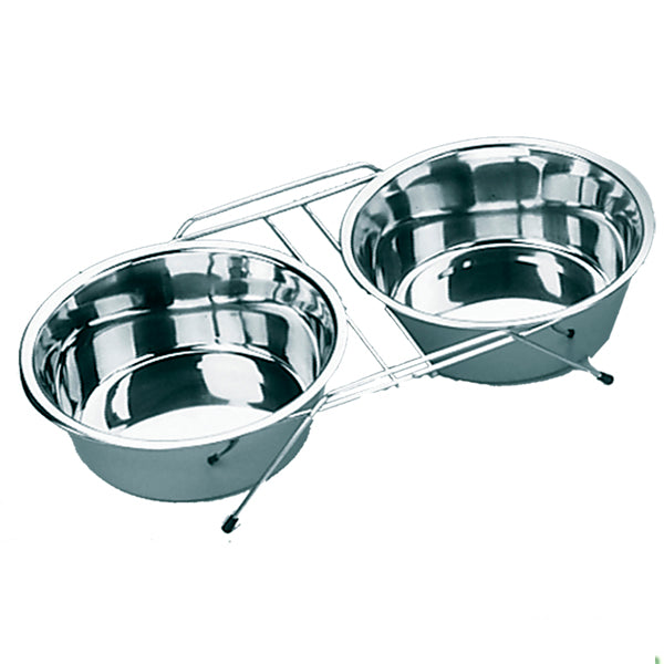Vadigran Set de 2 Comederos de Acero Inoxidable para Perros | Cuencos Ø21 cm de 1,75 L | Resistentes y Fáciles de Limpiar | Comida y Agua