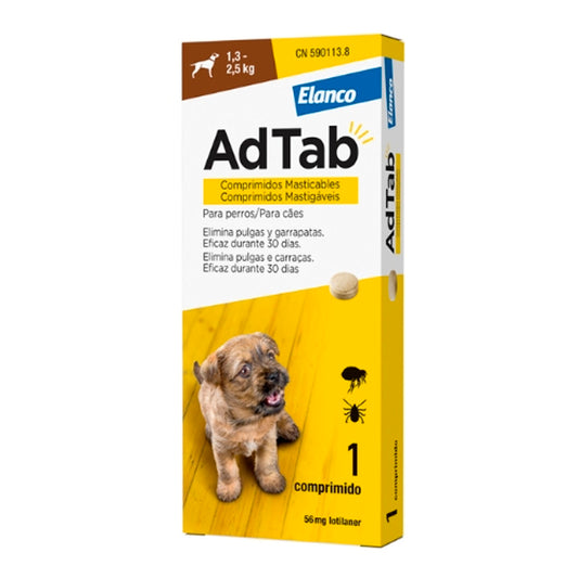 AD TAB Dog (1,3-2,5 KG) 1 comprimido para eliminação de pulgas e carrapatos