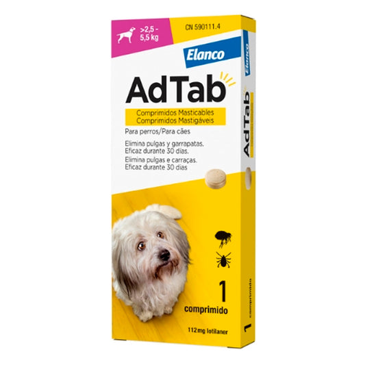AD TAB Dog (2,5-5,5 KG) 1 comprimido para eliminação de pulgas e carrapatos