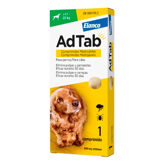 AD TAB Dog (11-22 KG) 1 Comprimido para Eliminação de Pulgas e Carrapatos