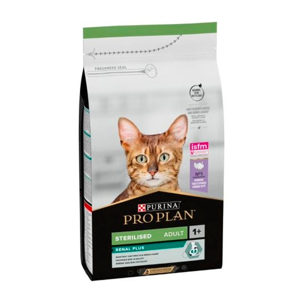 Purina Pro Plan Sterilised Adult 1+ Renal Plus para Gatos Esterilizados 1,5 kg | Pienso Completo Pavo o Salmón | Proteínas y Salud Urinaria