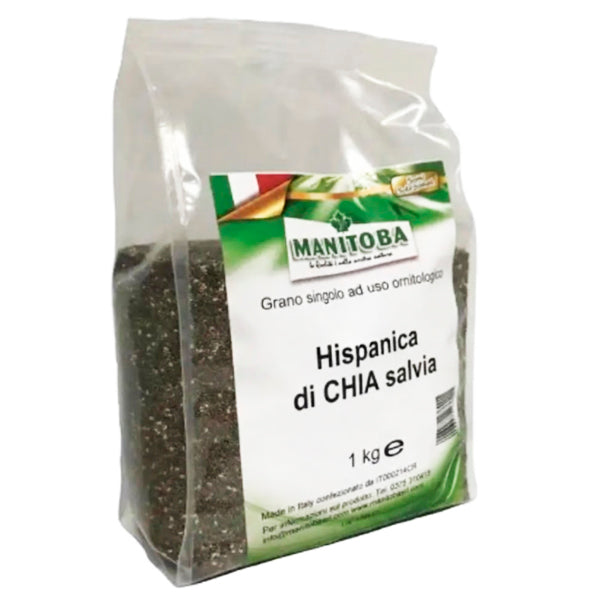 Manitoba Semilla de Chía 1 kg para Pájaros – Omega 3 y 6, Energética y Digestiva, Ideal para Cría y Muda, Antioxidante Natural