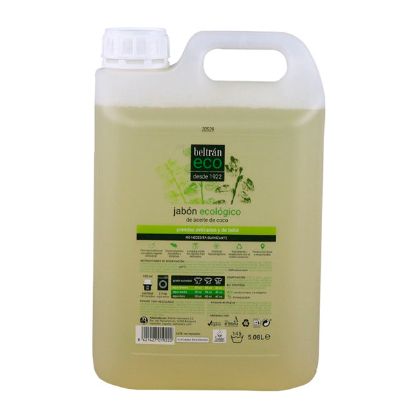 Beltrán ECO Jabón Líquido de Coco 1,5L y 5L | Detergente Ecológico para Ropa Delicada y Bebé - Tujilguero
