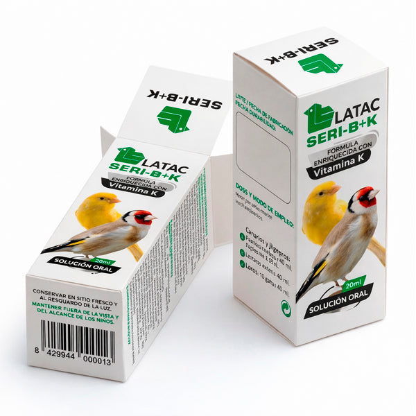 Latac Seri B+K | Vitaminas Grupo B y K para Aves | Recuperación, Estrés y Vitalidad en Canarios y Jilgueros - Tujilguero