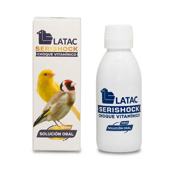 Latac Serishock Vitaminas para Aves | Choque Vitamínico con Minerales para Canarios, Jilgueros y Exóticos - Tujilguero