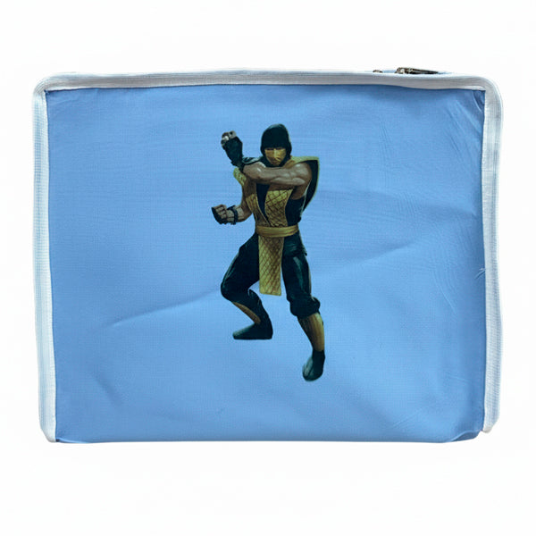 Funda para jaula C2 Mortal Kombat – Diseño de luchador clásico, tela opaca lavable con cremallera y asa, resistente y original