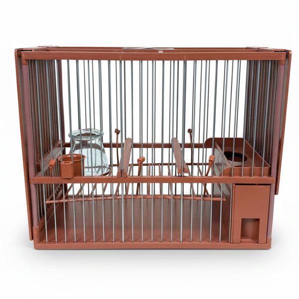 Jaula C2 Acero Inoxidable Completa para Jilgueros – Color Marrón con Accesorios