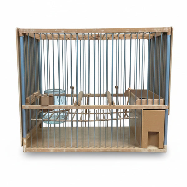 Jaula C2 Acero Inoxidable Completa para Jilgueros – Color Beig con Accesorios