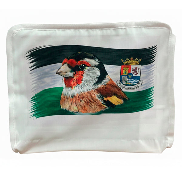 Funda para Jaula C2 con Jilguero y Bandera de Extremadura | Asa y Cremallera | Tela Opaca Resistente