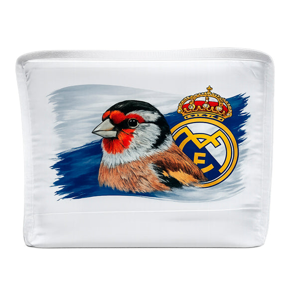 Funda Jaula C2 Jilguero Blanco Dorado Estilo Madridista | Tela Opaca con Asa y Cremallera