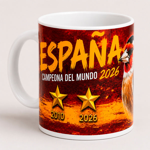 Taza Jilguero España Campeona 2026 325 ml | Cerámica Sublimada Premium | Diseño Exclusivo