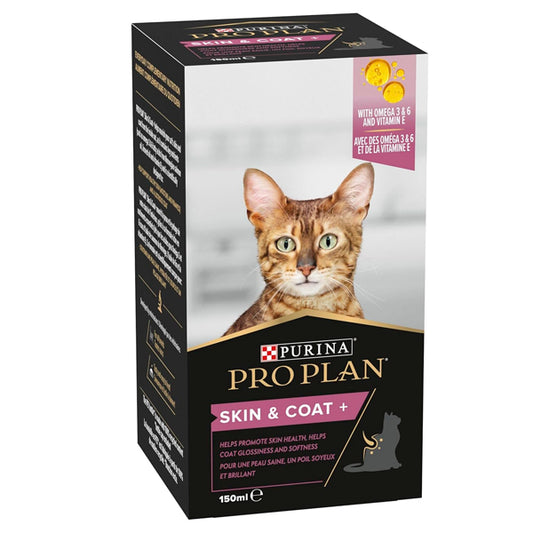 Suplemento Purina Pro Plan Skin Coat 150 ml: Cuidados com a pele e pelagem para gatos