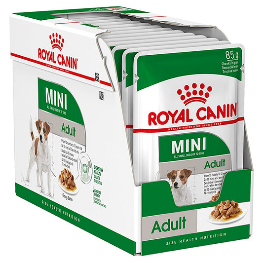 Royal Canin Adult Mini: alimentos molhados para cães adultos com raças pequenas, 125gr 12 Envelope Pack
