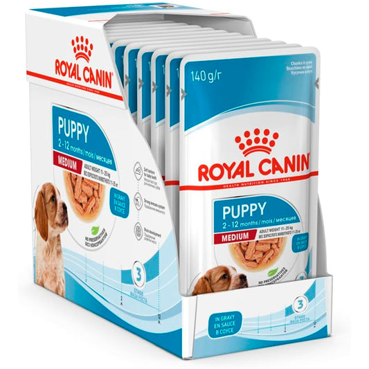 Alimentos molhados de Canin Royal para filhotes médios: 10g de envelope pacote