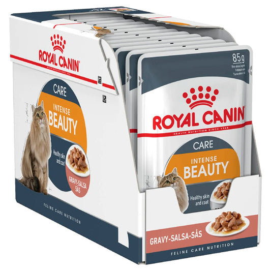 Cuidados com cabelos e pele de Canin Royal: alimentos molhados em molho para cuidados com peles e pele, 125gr 12 Envelope Pack