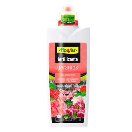 Flower Abono Líquido Geranios y plantas con flor botella de 1 litro