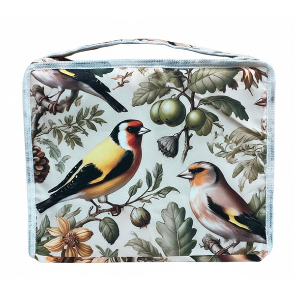 Funda para Jaula Modelo C2 con Diseño de Aves Silvestres | Ideal para Jilgueros | Tejido Resistente con Asa y Cremallera | Estilo Naturaleza