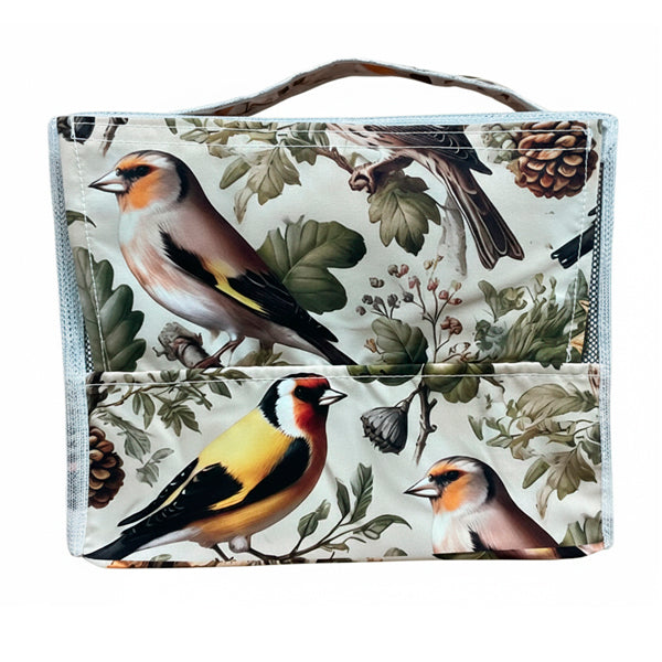 Funda para Jaula C2 con Tapa y Rejilla – Diseño Aves Silvestres | Ideal para Jilgueros y Canarios | Tela Resistente con Asa y Cremallera | Protección Antiestrés