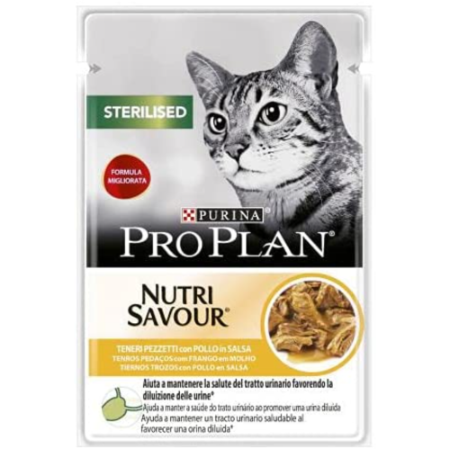 Sobre Purina Pro Plan Sterilised con pollo en salsa para gatos esterilizados, 85 g