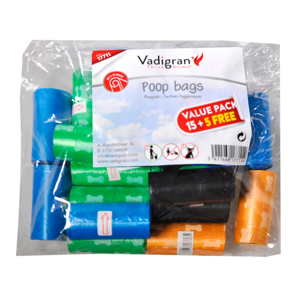 Pacote econômico de bolsas de higiene Vadigran (15 + 5 rolos grátis)